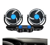 Vehicle Cooling Fan, Double Head Auto Fan, 360° Rotation Ventilation, 3-Speed Quiet Airflow Control for Backseat Comfort in SUVs, RVs, Trucks, and Car, Black/Blue