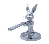 Vehicle Hood Ornament - Upgrade Car Styling, Rabbit Shape Chrome Finish Accent, 7x4x10cm Compact Size + Single Piece Kit, Solid Casting Alloy Heavy Duty Metal - For Car Front & Hood Exterior