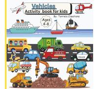 Vehicles Activity Book for Kids: Fun Coloring, Mazes, and Word Search Ages 4-6