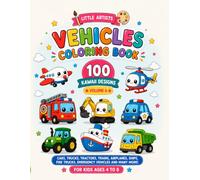 Vehicles Coloring Book for Kids: 100 Cute Kawaii Designs | Cars, Trucks, Tractors, Trains, Airplanes, Ships, Construction Vehicles and More! | Ages 4-8 (Little Artists Coloring Books)