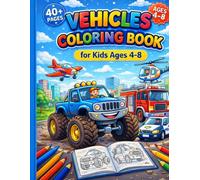 Vehicles Coloring Book for Kids Ages 4-8: Trace, Learn & Color Trucks, Cars, Planes & Construction Vehicles | Fun Educational Activity Book: ... Fine Motor Skills (Smart Kid Activity Books)