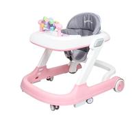 Vehículo 2 en 1, andador + carrito auxiliar, con música, altura regulable y plegable, color rosa