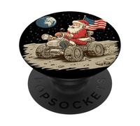 Vehículo Cool Moon con Papá Noel para Navidad Divertida PopSockets PopGrip Adhesivo