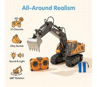 Vehículo de construcción con control remoto de batería y 13 , excavadora, regalo para , Halloween y Navidad de niños