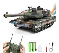 Vehículo de tanque teledirigido Hitish RC que dispara para niños y adultos, juguete de tanque del ejército con sonido de demostración automático, luz de humo, modelo de vehículos militares de 13