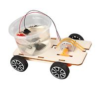 Vehículo educativo de madera con agua salada con agua salada, modelo de coche de experimento científico para aprendizaje en el aula, agua salada, motor y coche
