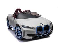 Vehículo eléctrico infantil diseño como BMW i4 - Licencia - Batería de 12 V7A - 2 motores - 2,4 GHz mando a distancia MP3, asiento de piel + EVA (blanco)