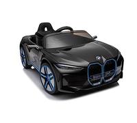 Vehículo eléctrico para niños con diseño como BMW i4 - Licencia - Batería de 12 V7 A, 2 motores - 2,4 GHz mando a distancia, MP3, asiento de piel + EVA (negro)