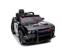 Vehículo infantil eléctrico Dodge Challenger con licencia de policía, batería de 12 V, 2 motores, mando a distancia de 2,4 GHz, MP3