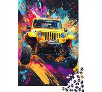 Vehículo Todoterreno Amarillo Puzzle de 1000 Piezas Papel para Adultos Salpicadura Artística Colorida Relajación Enfoque Decoración Regalo 38x26cm/1000pcs