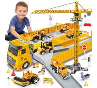 Vehículos de construcción para niños de 3 a 7 años de edad, vehículos de construcción para niños pequeños, camiones, juguetes, grúas, excavadoras, volquetes, vehículos de construcción, juguetes para 3