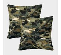 Vehículos Militares, ilustración de Guerra Funda Almohada 3D Impresa Decorativa para Salón, Resistente Al Desgaste Y con Cremallera Invisible, Ideal para Sofá Y Cama 40x40cm