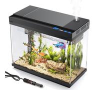Vehipa Acuario de 9 litros con Calentador, Bomba Silenciosa 3 en 1 con Filtrado, Oxigenación y Circulación, luz con Temporizador de 7 Colores, Indicador de Temperatura y Humidificador