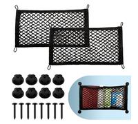 VEHIRIE Organizador Maletero Coche, 2 Piezas Bolsa De Organizador Tronco De Coche con Redes De Bolsillos EláStica, 55 x 25 cm Red De Almacenamiento Negro