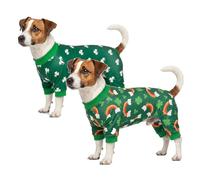 Vehomy Paquete de 2 pijamas para perros del día de San Patricio, trébol y arco iris, pijamas para cachorros, pijamas de trébol de la suerte, mameluco para perros pequeños, medianos y grandes, talla M