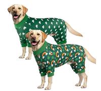 Vehomy Paquete de 2 pijamas para perros del día de San Patricio, trébol y arco iris, pijamas para cachorros, pijamas de trébol de la suerte, mameluco para perros pequeños, medianos y grandes, talla