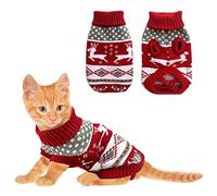 Vehomy Suéteres de Navidad para Perro, Ropa de Punto de Invierno para Mascotas, Ropa de Navidad, Abrigos cálidos clásicos, Renos, Copo de Nieve, Rombos para Gatito, Cachorro, Gato, Talla S