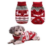 Vehomy Suéteres de Navidad para Perro, Ropa de Punto de Invierno para Mascotas, Ropa de Navidad, Abrigos cálidos clásicos, Renos, Copo de Nieve, Rombos para Gatito, Cachorro, Gato, Talla M