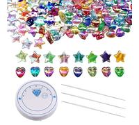 VEHYEGOI 600 cuentas sueltas de joyería, 1 pieza de alambre de cuentas, 3 agujas de cuentas regulares, cuentas para enhebrar, cuentas de pulsera, haz tu propia pulsera, cuentas de estrella para