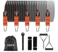 VEICK Bandas de Resistencia, Bandas de Ejercicio, Bandas de Entrenamiento, Bandas de Resistencia con Asas para Hombres y Mujeres (20 - 200 Libras, gradiente Gris)