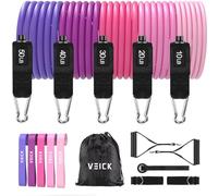 VEICK Bandas de resistencia, bandas de ejercicio, bandas de entrenamiento, bandas de resistencia para entrenar con asas para hombres y mujeres, bandas de ejercicio para equipo de entrenamiento de