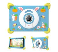 Veidoo Tablet Android 7 Pulgadas para Niños, 2+32 GB, Cámara Dual, Funda Antigolpes con Soporte de Conejo y Correa, Procesador Quad-Core, App iwawa, Control Parental