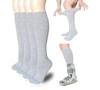VEIGIKE Forro de repuesto para botas ortopédicas para caminar, calcetines de tubo debajo de la cámara de aire y botas de fractura, zapatos fundidos quirúrgicos, color gris, 4 pares