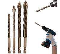 VEINARDYL - Juego de 4 brocas excéntricas de dientes de sierra, de alta resistencia, para hormigón, acero, metal, madera, azulejos, ladrillo, vidrio, taladro excéntrico dentado de flauta de cuatro