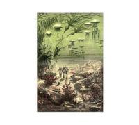 Veinte mil leguas bajo la ilustración de la novela de Julio Verne de Édouard Riou, póster decorativo en lienzo para dormitorio, arte de pared, oficina, habitación