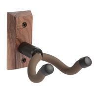 VEINTICO - Soporte de pared para guitarras acústicas y eléctricas, bajo banjo mandolina, base de madera de nogal negro, silicona marrón