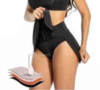 VEINTITRÉS Falda de Natación Menstrual de Verano de 4 Capas, Vestido de Playa para Mujer, Culotte Menstruelle, Traje de baño menstruales, Bikini menstruación (FR/ES, Letras, M, Regular, Alto, Negro)