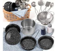 Veitch fairytals Accesorios & Utensilios de Cocina Juguetes, Menaje Olla Pequeños Cacharritos Cocinitas de Juguetes Metal para Infantil Cozinha Criança Brincar Niños 3 4 5 6 7 8 Años (Nuevo Negro)