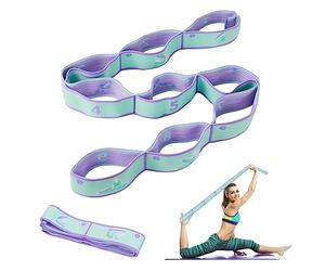 Veiteibe Banda de Estiramiento de Yoga, Correa de Estiramiento de Yoga con 9 Bucles, Banda de Ejercicio Altamente EláStica, CinturóN de Estiramiento, para Yoga, Ejercicios de Estiramiento