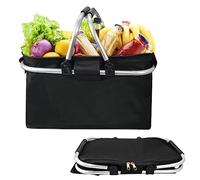 Veiteibe Cesta de la compra plegable con función de refrigeración - Bolsa térmica para picnic con asas, cesta de picnic vacía de 19 litros, cesta grande para picnic y compras