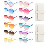 Veiteibe Gafas de sol con forma de corazón, 12 unidades, transparentes, en forma de corazón, sin montura con 2 bolsas, para boda, fiesta en la playa, accesorios de fotos