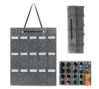 Veiteibe Organizador para colgar para gafas de sol, de fieltro, 15 compartimentos para guardar y proteger tus gafas de sol y de vista, color gris