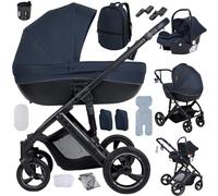 Veitoalioy Carrito Bebe 3 en 1, Portátil Cochecito Plegable, Carrito de Paisaje Alto Se puede empujar hacia adelante y hacia atrás, Cochecito de Bebé Conveniente y Multifuncional (V7 Blue)