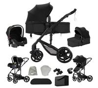 Veitoalioy Carrito Bebe 3 en 1, Portátil Cochecito Plegable, Carrito de Paisaje Alto Se puede empujar hacia adelante y hacia atrás, Cochecito de Bebé Conveniente y Multifuncional (588 Black)