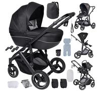 Veitoalioy Carrito Bebe 4 en 1, Portátil Cochecito Plegable, Carrito de Paisaje Alto Se puede empujar hacia adelante y hacia atrás, Cochecito de Bebé Conveniente y Multifuncional (ZWV7 Black)