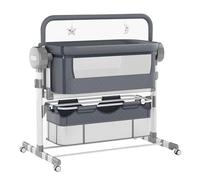 Veitoalioy Eléctrica Bluetooth Inteligente Cuna Colecho, La Cama a mi Lado con un colchón cómodo y Suave, con Altura Ajustable y Frecuencia Múltiple, Cuna Eléctrica Soporte (608 Grey)