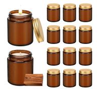 Veiuwa Paquete de 12 velas de soja perfumadas de caoba y madera de teca de 8 onzas, velas de tarro de vidrio a granel, velas de aromaterapia para el hogar, oficina, boda, fiesta y regalos