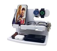 VEIYAILU Regalos para hombres, papá, marido, novio, mesita de noche, organizador para hombres, estación de acoplamiento de teléfono de madera, ideas de regalo para el día del padre, Navidad y día de