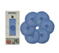VEIZIBEE Manteles Individuales or Posavasos,Almohadilla de café Mesa de Redondos Salvamanteles Individuales de Encaje,Lavables,Antideslizantes,Cocina,Mesa de Comedor,Estilo Europeo (Azul, 30cm)