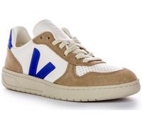 VEJA V 10 Chromefree Ante Sobrepuesto Cuero Trainer Marina Blanca Mujer EU 36-42