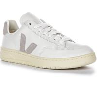 Veja V 12 Cuero Casual Lace Up Mujeres Trainer En Gris Claro EU 36-42
