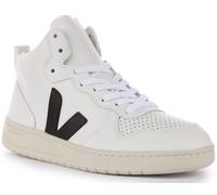 VEJA V-15 Bovino Cuero Amazónicos Goma Mujer Zapatillas Blancas Negro GB 3-8