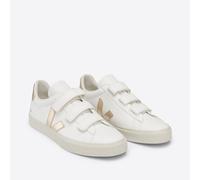 VEJA Zapatillas de velcro de piel RECIFE. Color Blanco/Dorado