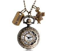 VejiA Reloj de Bolsillo Collar Alicia en el País de Las Maravillas Reloj de Bolsillo Flor de Conejo Hueco Bébeme y Conejo Relojes de Cuarzo Reloj de Cadena Colgante, P658