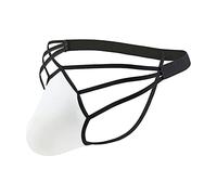 vejtmcc Calzoncillos de cintura baja para hombre, tanga de seda de hielo expuesta, bolsa grande, pantalones divertidos, ropa interior brillante, Blanco, M
