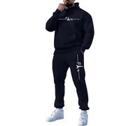 vejtmcc Chándal para hombre con estampado de chándal, traje deportivo de 2 piezas, ropa de calle, ropa de calle, ropa de ocio con capucha, tops+pantalones, traje, sudaderas y pantalones de chándal S